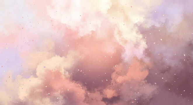Dreamy peach clouds with delicate confetti, perfect for soft backgrounds and designs