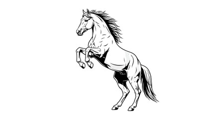 Majestic horse rearing, bold equine illustration, dynamic logo design, perfect for brands seeking strength and freedom