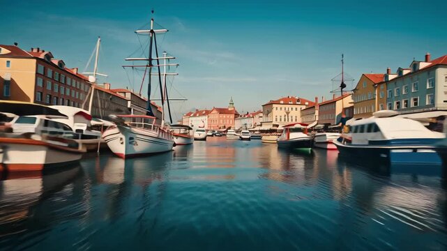 Piran Slovenia Beautiful Adriatic Coast Marina, Boats, Architecture
