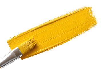 Yellow Paint Brush Stroke with Brush Watercolor Illustration