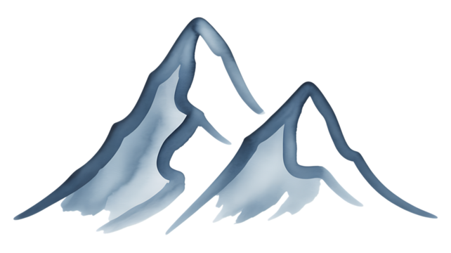 Abstract Mountain Peaks in Blue Hues mountains nature Transparent Background. - Powered by Adobe