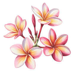 Fototapeta premium Elegant tropical flower cluster painted in watercolor.