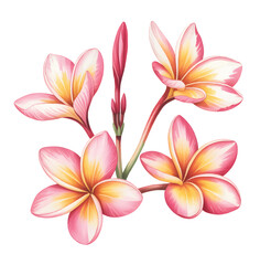 Elegant tropical flower cluster painted in watercolor.