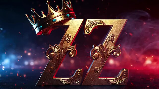 Elegant Golden ZZ with a Jeweled Crown Decoration