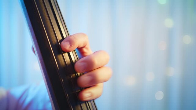 コントラバスを弾いている人の手元の超クローズアップ2