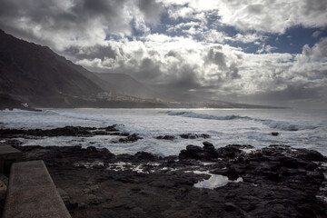 Rocky coast and Atlantic ocean, Tenerife, Spain
