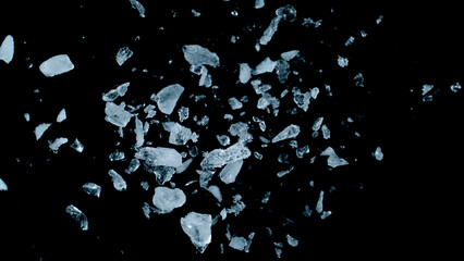 Super Slow Motion of Exploding Ice Shards , Close-up
