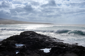 Rocky coast and Atlantic ocean, Tenerife, Spain