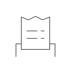 Illustration of a receipt with a jagged top edge and horizontal lines on a white background plain view