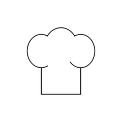 Illustration of a chef's hat with a rounded top and a rectangular base in a simple outline style