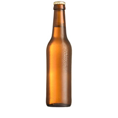 Wet Brown Beer Bottle PNG – Cold Beverage Bottle with Water Droplets on Transparent Background