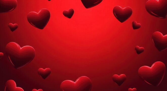 Luxurious romantic celebration background with deep red hearts, ideal for weddings, anniversaries, or Valentine's Day decorations and invitation cards, joy, decoration, passion