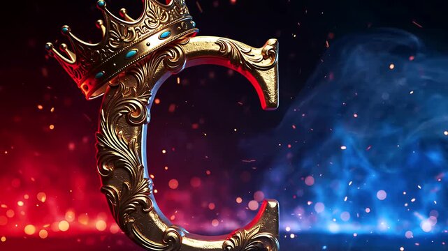 Ornate Golden Letter C with Crown a Royal and Elegant Design