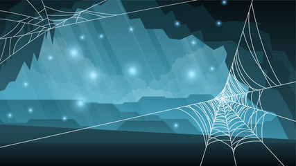 Spider Web On Dark Background Halloween Design Elements Spooky Scary Horror Decor Vector
