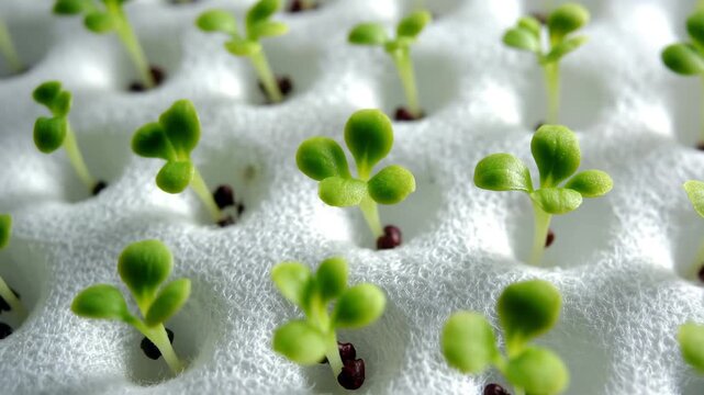 Young Seedlings Growing in Biodegradable Trays for Eco-Friendly Early Plant Cultivation