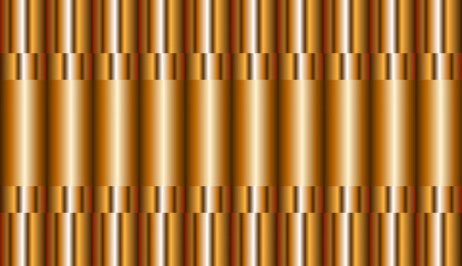 Abstract background pattern of vertical golden metallic tubes with gradient highlights and stepped segments