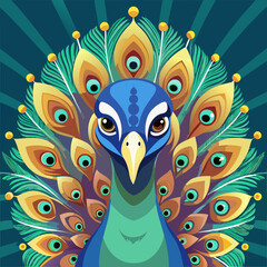 Elegant hand drawn peacock