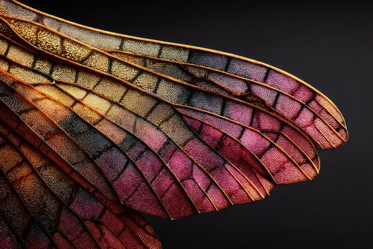 Close-up abstract of iridescent insect wing texture