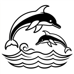 Cute dolphin swimming cartoon vector icon illustration animal nature icon isolated flat vector