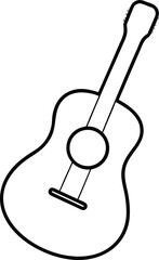 Acoustic guitar outline icon minimalist music icon isolated on transparent background