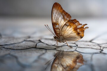 Obraz premium Delicate butterfly with intricate wings resting