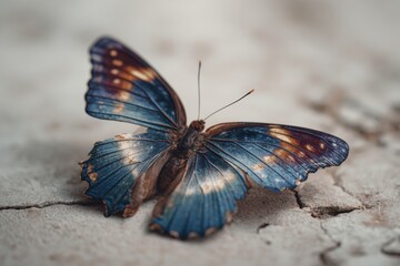 Obraz premium Detailed macro view of a faded blue butterfly