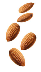 Salted almonds falling, providing a healthy and tasty snack