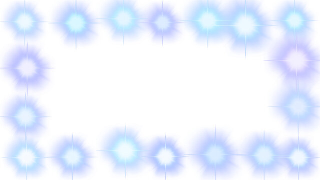 Abstract glowing starburst frame with cool tones on transparent background. For highlighting central text, announcements, invitations. PNG. Christmas border