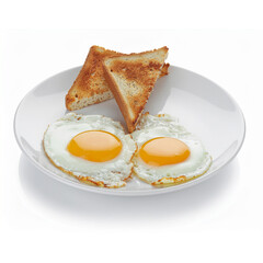 Classic Breakfast Plate with Fried Eggs And Toast
