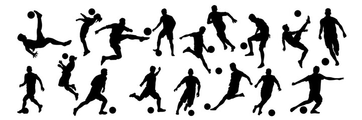 Vector Soccer Players Set &ndash; Football Player Illustrations, Action Poses, Sports Icons