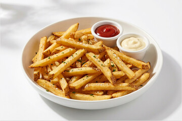 french fries on a white plate