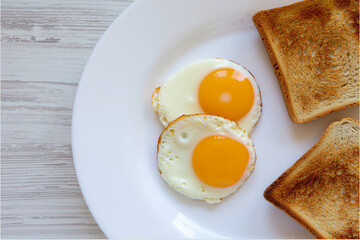 Classic Breakfast Plate with Fried Eggs And Toast