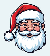 Smiling Santa Claus Head Cartoon Illustration for Christmas Greetings
