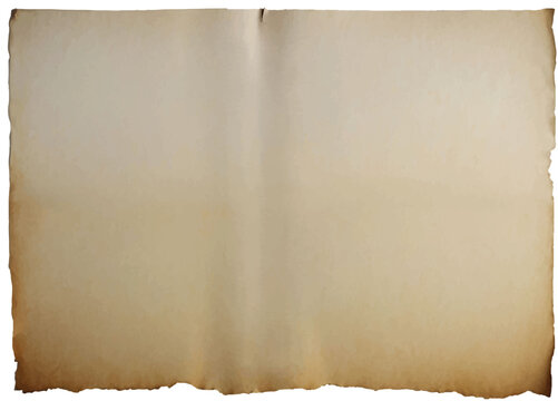 Old vintage paper sheet realistic vector illustration isolated on white background, old paper texture