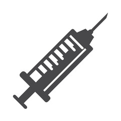 Bold syringe art showcases detailed needle, plunger and scale for medical themes
