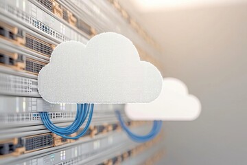 Network cloud icon connected to data server infrastructure