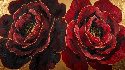 Opulent Roses &bull; Rich Texture, Gold & Silver Details