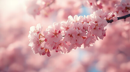Dreamy cherry blossom branch in full springtime bloom