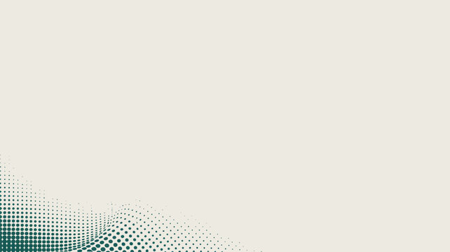 A halftone pattern with green dots fading into a light beige background in the lower left corner