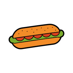 vector clip art meatball sub on white background for web and graphic design