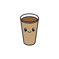 vector clip art milk tea cup on white background for web and graphic design