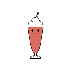 vector clip art milkshake glass on white background for web and graphic design