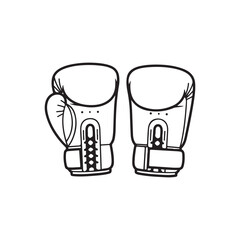 Pair of boxing gloves outline vector flat illustration design