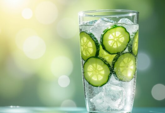Cucumber Infused Sparkling Water Refreshing Cool Elegance Burst of Flavor Invigoration