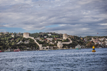 Panoramic vie of Rumeli Hisari in to Bosphorus, Istanbul