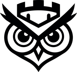 Majestic owl with crowned head logo design