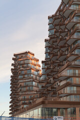 Fototapeta premium exterior of Aqualuna Condos (east side) located at 155 Merchants' Wharf, Toronto (seen from Queens Quay E)
