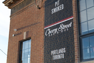 Obraz premium exterior wall sign at Cherry Street Bar-B-Que, a barbecue restaurant, located at 275 Cherry St, Port Lands, Toronto
