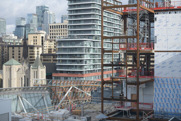 Fototapeta premium view of The Dani Reiss Modern and Contemporary Gallery under construction at the Art Gallery of Ontario (from staircase north side), Toronto