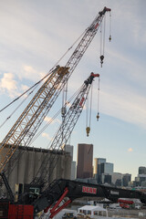 Obraz premium construction cranes, Port Lands, Toronto